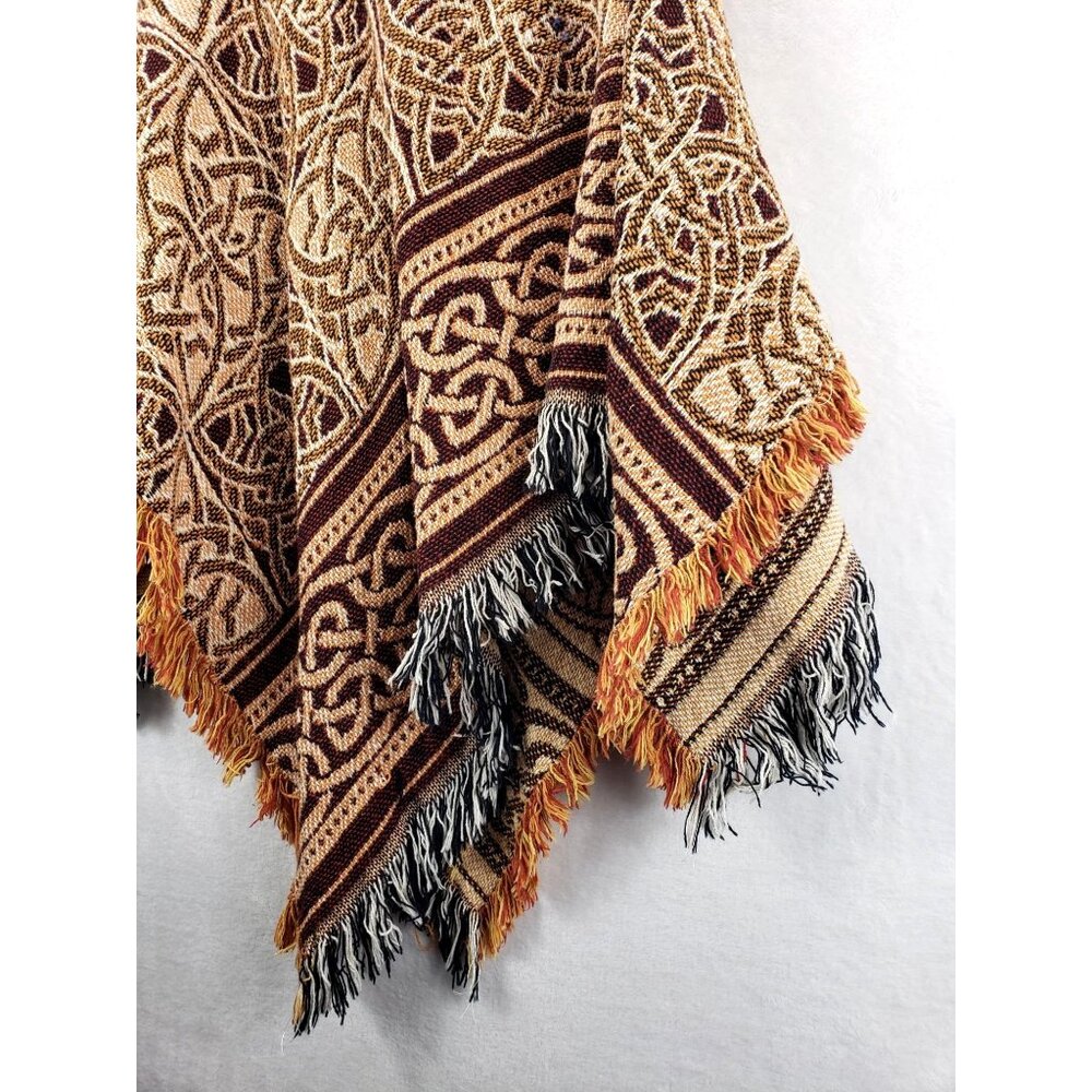 Woven Celtic Knot Cape Poncho Earth Tones OS Loomcraft Ren Fair Festival Irish - Picture 9 of 16